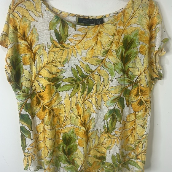 TAHARI 100% Linen Tropical Knit Short Sleeve Top Size XL - Picture 11 of 13